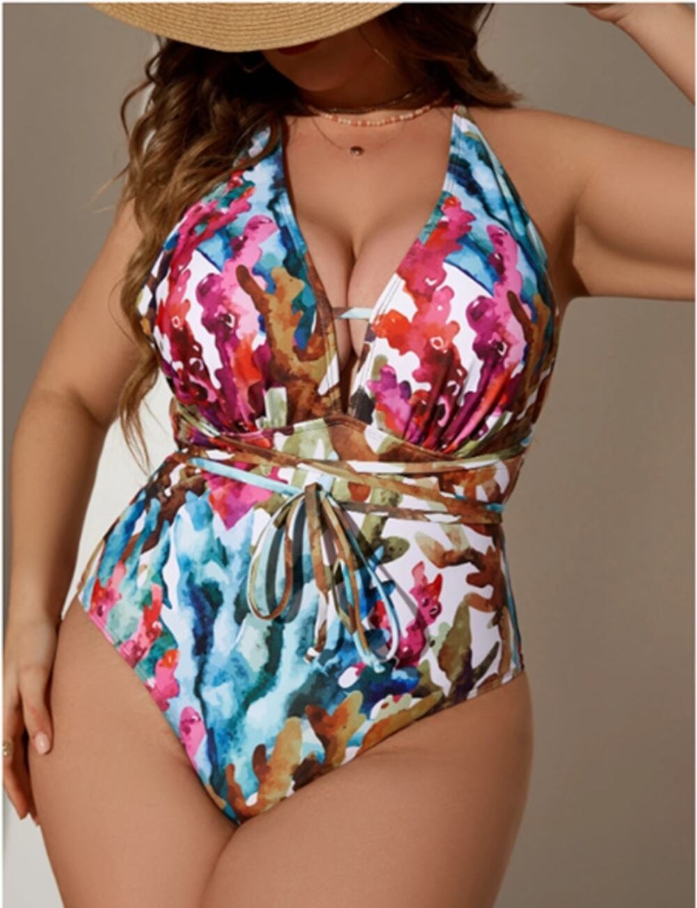 Swim Curve Plust Crisscross Knot Detail One Piece Swimsuit - Size: US12 (OXL)
